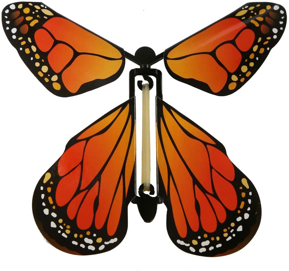 White Monarch Butterfly Greeting Card With Wind Up Flying Butterfly